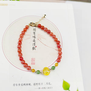 Natural South Red Honey Wax Single Loop Bracelet, 💕 Paired with natural wax pumpkin beads 1021359