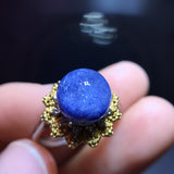 Natural blue hair crystal blue line stone round bead single bead treasure bowl ring, size 10mm1117438166