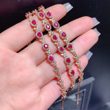 High quality Myanmar newly burned ruby bracelet, with a main stone size of 3 * 4mm,1118280155