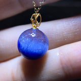 Pure natural blue hair crystal blue line stone transfer bead collarbone chain necklace pendant for women, high-end 18k gold inlay size 11.8mm 10215989