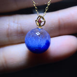 Pure natural blue hair crystal blue line stone transfer bead collarbone chain necklace pendant for women, high-end 18k gold inlay size 11.8mm 10215989