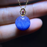 Pure natural blue hair crystal blue line stone transfer bead collarbone chain necklace pendant for women, high-end 18k gold inlay size 11.8mm 10215989