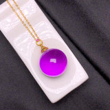 Natural Brazilian amethyst pendant with 18K gold buckle. The specification is approximately 17.8mm.2310620865