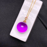 Natural Brazilian amethyst pendant with 18K gold buckle. The specification is approximately 17.8mm.2310620865