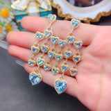 Natural Swiss blue topaz earrings, with a main stone size of 5+8mm260825