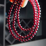 Natural Wine Red Garnet Three Ring Bracelet, with beads approximately 5.6 to 5.7mm in diameter2610169354