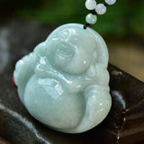 Natural A-grade Jade Maitreya Buddha Pendant, Size: 56.1/51.3/13.8mm2710159134