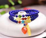 Original natural lapis lazuli three loop bracelet, with a bead diameter of approximately 4.6mm2710099589