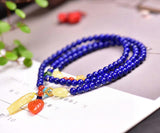 Original natural lapis lazuli three loop bracelet, with a bead diameter of approximately 4.6mm2710099589