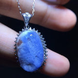 Natural blue hair crystal blue line stone pendant, size 18.4/12.2mm2810268155