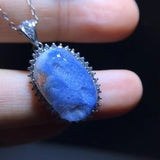 Natural blue hair crystal blue line stone pendant, size 18.4/12.2mm2810268155