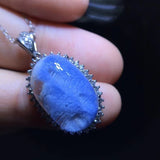 Natural blue hair crystal blue line stone pendant, size 18.4/12.2mm2810268155