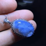 Natural blue hair crystal blue line stone pendant, size 18.4/12.2mm2810268155