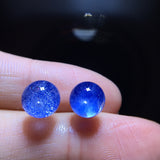 Natural blue hair crystal blue line stone earrings, bare stone 7.8mm0311218469