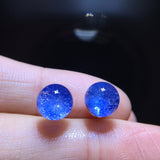 Natural blue hair crystal blue line stone earrings, bare stone 7.8mm0311218469