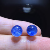 Natural blue hair crystal blue line stone earrings, bare stone 7.8mm0311218469