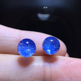 Natural blue hair crystal blue line stone earrings, bare stone 7.8mm0311218469