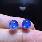 Natural blue hair crystal blue line stone earrings, bare stone 7.8mm0311218469