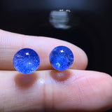 Natural blue hair crystal blue line stone earrings, bare stone 7.8mm0311218469