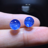 Natural blue hair crystal blue line stone earrings, bare stone 7.8mm0311218469