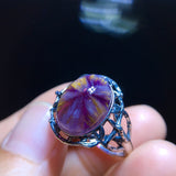 Natural Aurora Titanium Purple Titanium Dazzling Mizi Flower Ring, Size: 14/10.2mm0511398154