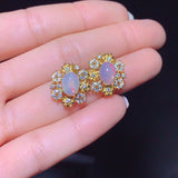 Pure natural dazzling white opal earrings, with a main stone size of 6 * 8mm0811130254