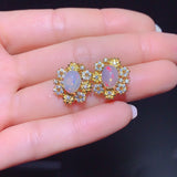 Pure natural dazzling white opal earrings, with a main stone size of 6 * 8mm0811130254