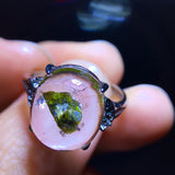 Natural green tourmaline fully wrapped tourmaline, bare stone: 12.5/11mm0811238166