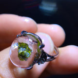 Natural green tourmaline fully wrapped tourmaline, bare stone: 12.5/11mm0811238166