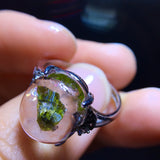 Natural green tourmaline fully wrapped tourmaline, bare stone: 12.5/11mm0811238166