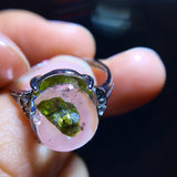 Natural green tourmaline fully wrapped tourmaline, bare stone: 12.5/11mm0811238166