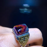 Aurora 23 Aurora Titanium Purple Square Large V Pyramid Ring, Size: 14.2/11.8mm)1110668155