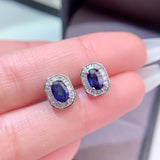 Natural Sri Lankan unburned sapphire earrings, main stone size 4 * 6mm1112180256