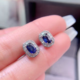 Natural Sri Lankan unburned sapphire earrings, main stone size 4 * 6mm1112180256