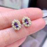 Natural Tansan stone earrings, main stone size 3 * 5mm1112110255