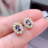 Natural Tansan stone earrings, main stone size 3 * 5mm1112110255