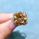 Super Beautiful Yellow Mosang Diamond Ring, Main Stone 5 Carats, Round 11mm1113249188