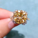 Super Beautiful Yellow Mosang Diamond Ring, Main Stone 5 Carats, Round 11mm1113249188