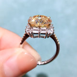 Super Beautiful Yellow Mosang Diamond Ring, Main Stone 5 Carats, Round 11mm1113249188