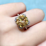 Super Beautiful Yellow Mosang Diamond Ring, Main Stone 5 Carats, Round 11mm1113249188