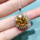 Super Beautiful Yellow Mosang Diamond Pendant, Main Stone 13 Carats, Round 15mm1113540122