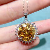 Super Beautiful Yellow Mosang Diamond Pendant, Main Stone 13 Carats, Round 15mm1113540122