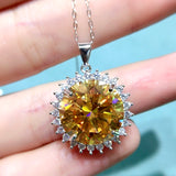 Super Beautiful Yellow Mosang Diamond Pendant, Main Stone 13 Carats, Round 15mm1113540122