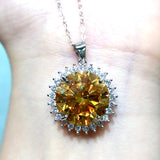 Super Beautiful Yellow Mosang Diamond Pendant, Main Stone 13 Carats, Round 15mm1113540122