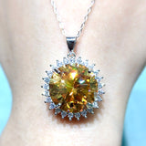 Super Beautiful Yellow Mosang Diamond Pendant, Main Stone 13 Carats, Round 15mm1113540122