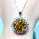 Super Beautiful Yellow Mosang Diamond Pendant, Main Stone 13 Carats, Round 15mm1113540122