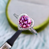 Classic Pink Mosang Diamond Ring, Main Stone 1 Carat, Round 6.5mm1114190866