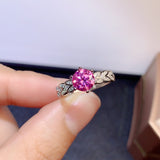 Classic Pink Mosang Diamond Ring, Main Stone 1 Carat, Round 6.5mm1115199866