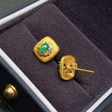 Pure natural Columbia emerald earrings, main stone size: 3 * 4mm1115130266