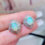 Pure natural dazzling white opal earrings, with a main stone size of 6 * 8mm1115140233